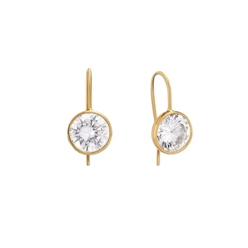 House Of Hunter 18k Gold Bezel Drop Earrings | 10mm-8mm Round Cubic Zirconia (10mm)