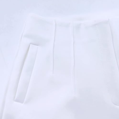 Womens Straight Leg Pants 2025 High Waisted Stretchy Business Casual Work Pants Dress Office Trousers with Pockets White Size Medium3