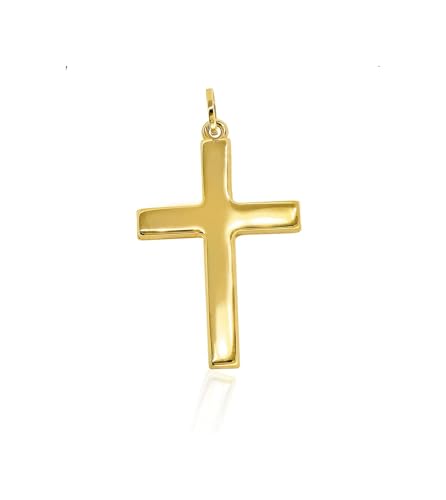 Lucchetta - Petite Croix en Or Jaune 14 carats pour Baptême, Communion, Confirmation - sans Chaîne, Pendentifs Seuls et Pièces pour Colliers - Bijoux Femme...