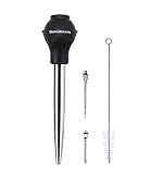 Best Utensils Poire à jus en acier inoxydable et caoutchouc de qualité alimentaire avec injecteur de marinade et brosse pour nettoyage facile