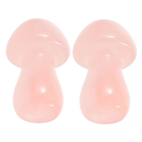 VANZACK 2Pcs Colored Natural Stone Mushroom Statues Decorative Stone Adornments for Micro Landscape Flowerpot Lifelike Garden Ornaments for Outdoor Home