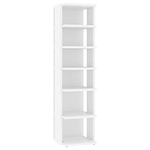 vidaXL Shoe Cabinet - Modern White Shoe Storage, 6-Shelf Org
