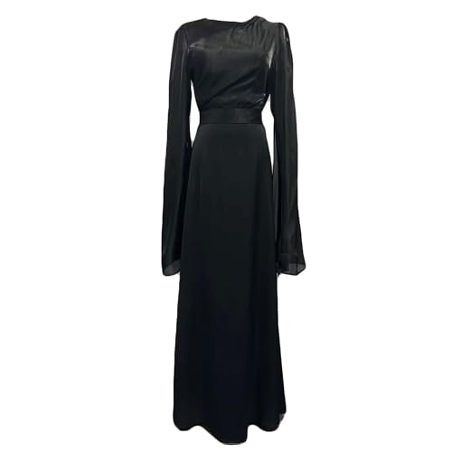 black satin swing dress Elegant Black Satin Dress Vintage Design for Cocktail Party US4 (EU36) / Black