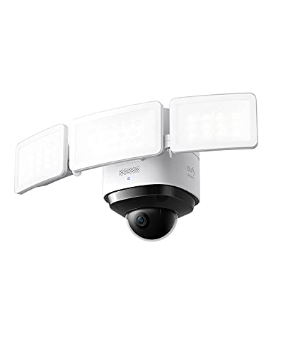 eufy security Floodlight Cam 2 Pro, 360-Degree Pan and Tilt Coverage, 2K Full HD, Smart Lighting, Weatherproof, On-Device AI Subject Lock and Tracking, No Monthly Fee, Hardwired