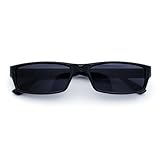 SA106 Mens Hippie Pimp Narrow Rectangular Black Frame Sunglasses All Black