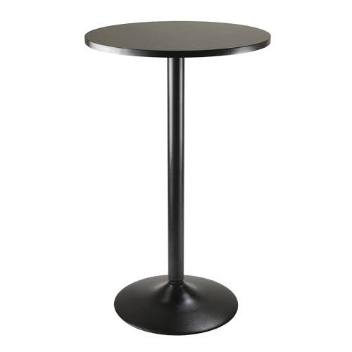 Winsome Obsidion Round Tall Pub Table, 40' in Black, Small High Top Circle Bar Style Cocktail or Bistro Table for Kitchen, Breakfast Nook, Dining Area, Accent Furniture