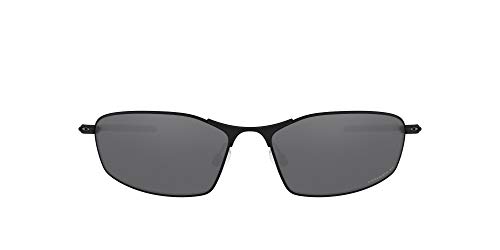 Oakley Men's OO4141 Whisker Oval Sunglasses, Matte Black/Prizm Black Polarized, 60 mm