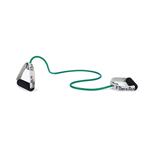 TheraBand Widerstandstrainer Bodytrainer Tubing mit Schaumstoffgriffen Grün | Stark, OneSize – Ansicht 1