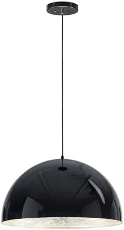 ET2 Hemisphere-20W 1 LED Pendant-24 Inches Wide by 13 inches high-Gloss Black/Aluminum Finish