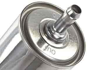 JEGS Stainless Steel In-Line Fuel Filter | Fits 3/8in. Inside Diameter Hose | 10-Micron | Tested To 100 PSI | 3-3/32" Long x 2-3/32" Round | Gasoline