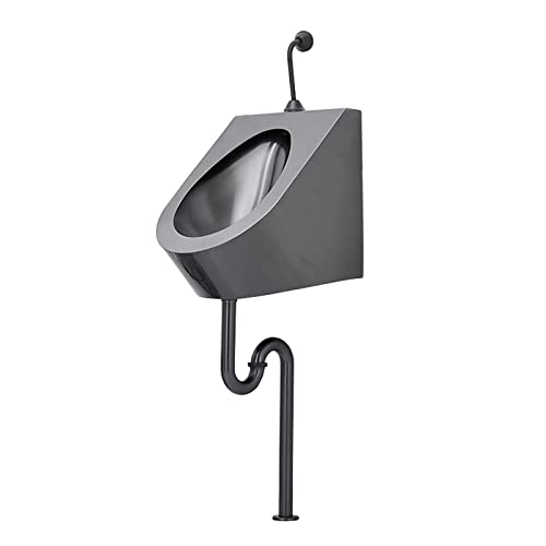 OTQEFTN Household Products Men's Sensor Urinal, Wall-Mounted Stainless Steel Automatic Flushing Urinal with Drain, Smart Infrared Sensor Flush Valve, Black