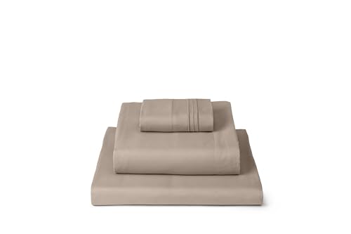 Image of Mellanni Twin Sheets Set - 3 PC Iconic Collection Bedding | Hotel Luxury, Extra Soft, Cooling Bed Sheets - Wrinkle, Fade, Stain Resistant (Twin, Tan)