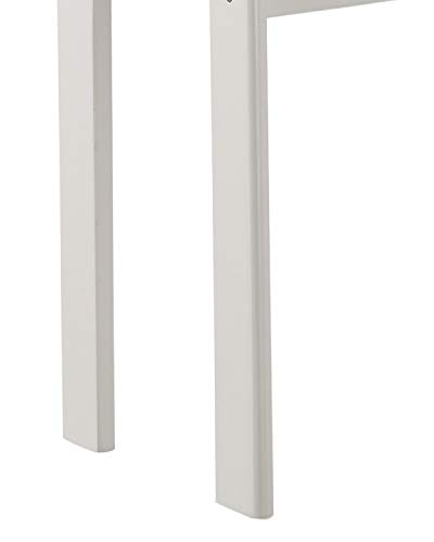 Benjara Mesa de canto de madeira para ambientes externos com topo ripado e pernas em bloco, branca,