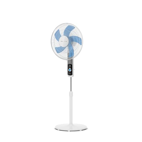 Rowenta Turbo Silence - Ventilador de pie, solo 35 dB (A) modo Silent Night ahorro energía, 12 velocidades, pantalla LED digital, temporizador, mando a distancia, blanco, VU5650