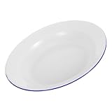 ULTECHNOVO Plato Esmaltado Blanco Vintage Resistente y Duradero para Servir Frutas Ensaladas y Aperitivos Hogar Oficina y Tiendas con Lisos y Diseño Tradicional Oriental