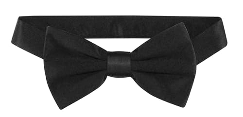 Vesuvio Napoli 100% SILK BOWTIE SOLID BLACK Color Men's Bow Tie for Tuxedo or Suit
