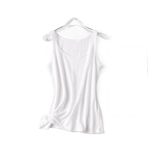 JampoL Lino seda básica sexy camiseta sin mangas for mujer moda cami verano blanco tanktop chaleco correa chicas lindas camisetas (Color : White, Size : M)