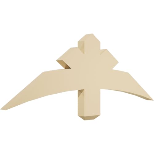 36"W x 13 1/2"H x 2"D x 4"F, 9/12 Pitch, Alberta Signature Urethane Gable Bracket, Primed Tan