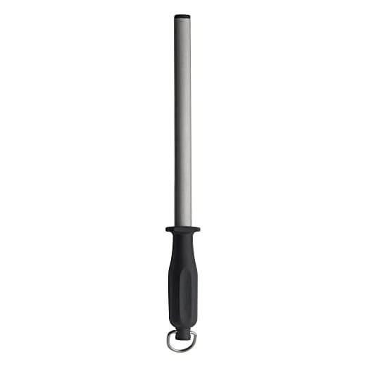 Messermeister 10” Diamond Oval Sharpening Rod - Knife Sharpener - Fast-Cutting 800 Grit Diamond Abrasive - Ergonomic Handle & Non-Marking Tip