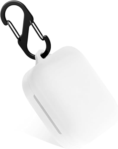 Image of LIRAMARK Silicone Cover Case with Carbiner Compatible with OnePlus Buds 3 (White)