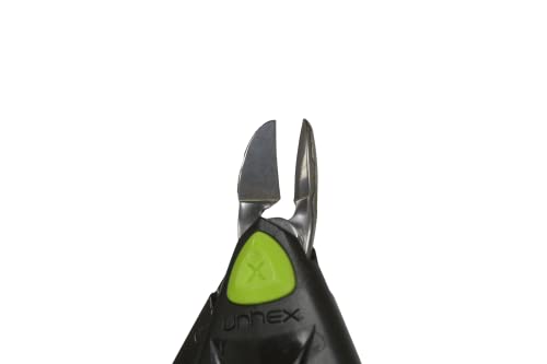 Unhex – X10 Nail Nipper With Precision Opening - Cuticle Trimmer And Remover, Toenail Clippers, Inner Spring For Ideal Hand Control - Manicure And Pedicure, Stainless Steel Blades - Black/Green Lime #TOP5