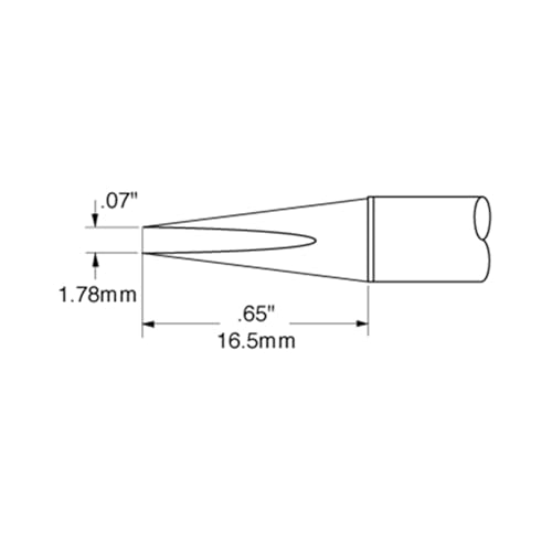 Image of Metcal SSC-770A Series SSC Hand Soldering Cartridge for Most Standard Applications, 775F Maximum Tip Temperature, Long Reach Chisel, 1.78mm Tip Size, 16.5mm Tip Length