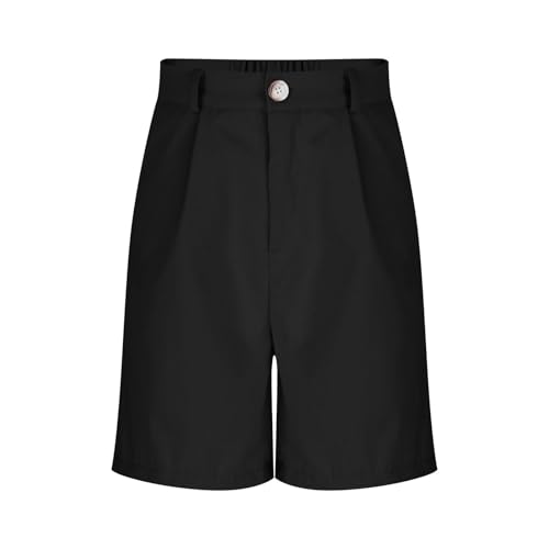 Girls Dressy Suit Shorts High Waisted Kids Flat Front Formal Casual Shorts Button Zipper Short Pants Straight Leg4