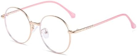 Fantiace Blue Light Blocking Glasses Vintage Round Metal Optical Eyewear Kids Eyeglasses Frame For Boys Girls (C3)