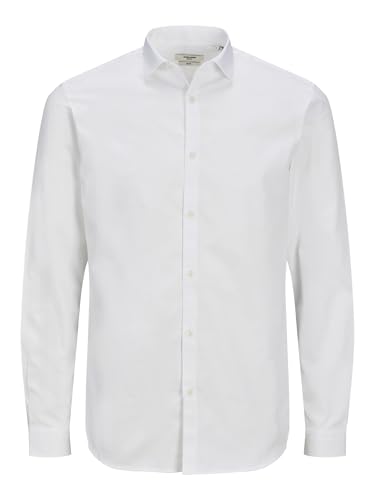 Jack & Jones Jprblacardiff Noos-Camiseta (Talla L/S) Manga Larga, Blanco, XL para Hombre