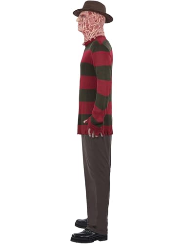 Smiffys A Nightmare On Elm Street Freddy Krueger Knitted Jumper, Adult Costume, Officially Licensed Nightmare on Elm Street Fancy Dress, Freddy Krueger Halloween Costume, World Book Day