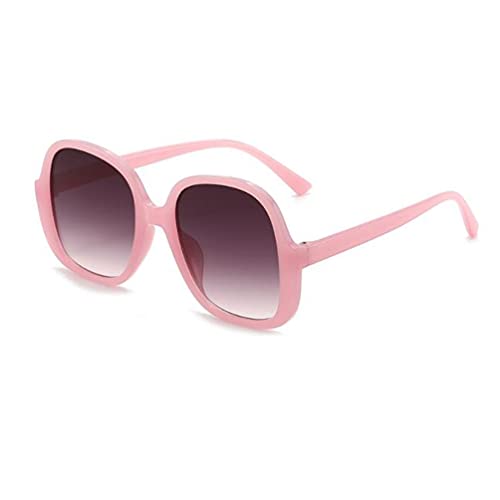 Gafas de sol de estilo retro con montura grande, montura redonda, anti-ultravioleta, forma cóncava, Marco rosa, copos grises dobles, M