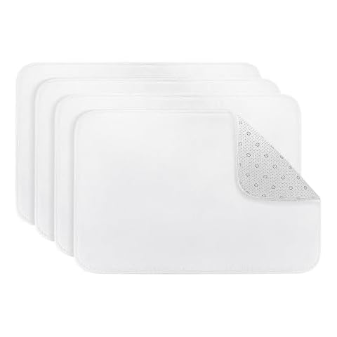 Jippedea Sublimation Blank Door Mats,4 Pack 23.6 x 15.7 Inch Heat Transfer Welcome White Mat,Dye Blanks Products Polyester Doormats for Bedroom Bathroom Entrance Non Slip Absorbent Cover