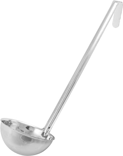 Soro Essentials- 8 oz. One-Piece Stainless Steel Ladle with Hooked Handle- Ladle with Long Handle Best Kitchen Accessories for Stirring Portioning and Serving Soups Chili and Stew in Restaurants