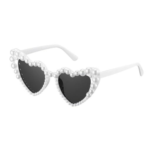 Heyumybit 1 Pcs Gafas de sol Corazón Blanco,Gafas Vintage con Forma de Corazón,Gafas de sol de Playa de Verano,Adecuadas para Fiestas y Playas