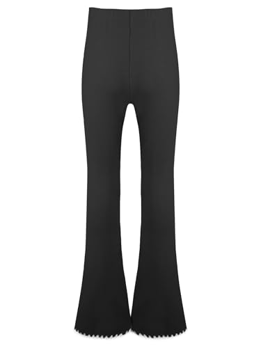 Kids Girls Cotton Flared Leggings Toddlers Ribbed Knit Ruffle Yoga Pants Elastic Waist Soft Bell Bottoms4