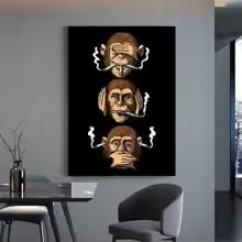 Peinture sur toile moderne de singes decoration murale salon affiches animaux encadrées 50x70
