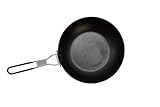 CNEIESD Camping Frying Pan, Carbon Steel Skillet with Foldable Handle, Non-Stick, Lightweight for Outdoor & Indoor Cooking, 9.5 Inch