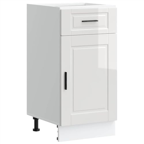 vidaXL Mueble bajo de Cocina Porto Alto Brillo Blanco, Mueble bajo de Fregadero, Mueble bajo de Cocina con cajón, Mueble bajo de Fregadero