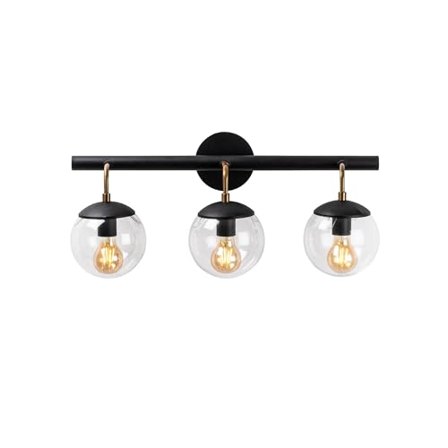 Tatum Wandlamp - Metalen frame, glazen kap | Zwart | 61 x 28 cm