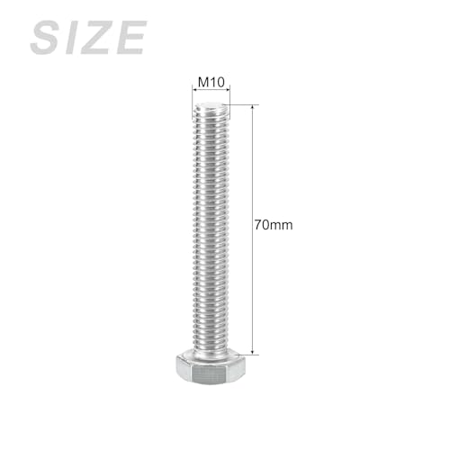 Image of METALLIXITY Hex Head Screws Bolts, Nuts, Flat & Lock Washers Kits (M10-1.5x70mm) 4 Set, Stainless Steel Fully Threaded Machine Screws Bolt Set - for Home Appliance Equipment
