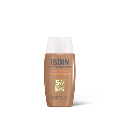 ISDIN Fotoprotector Fusion Water MAGIC SPF 50 Bronze (50 ml) | Crème Solaire Visage Teintée Couleur Naturelle | Ultra-légère, Protection Invisible