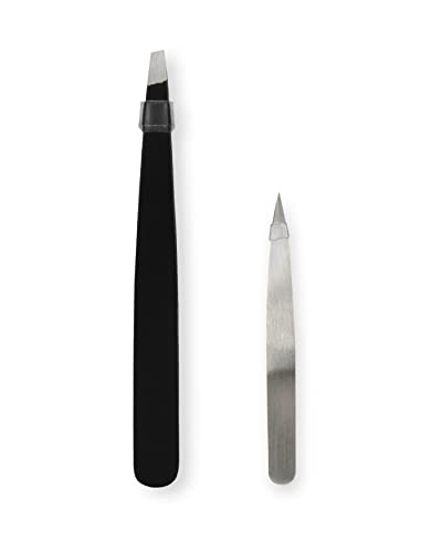 Image of Amazon Basics 4-Piece Eyebrow Grooming Kit with Scissors, Tweezers, Spoolie Brush for Shaping at Home, Black