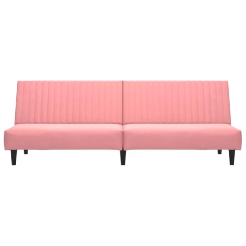 Sofá cama de 2 plazas terciopelo rosa mueble convertible pequeño 6