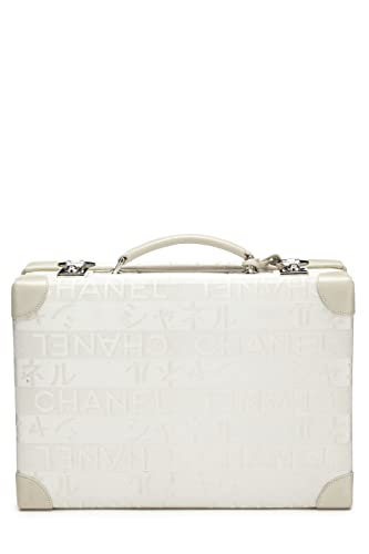 Pre-Loved White Satin Ginza Briefcase LTD, White4