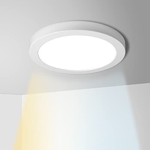 HOPHA LED Ceiling Light 18W,IP44 Waterproof Bathroom Lights,Ultra-Thin Flush Mount 150W Equivalent for Kitchen Balcony Hallway,3000K 4000K 6000K Selectable,1440LM Ø22cm Round White