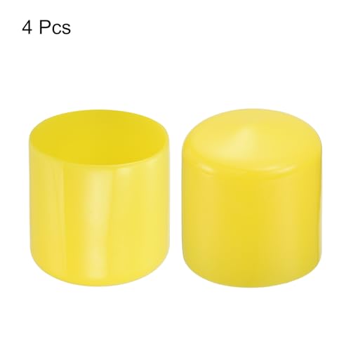 Image of uxcell 4pcs Rubber End Caps 42mm ID Vinyl Round Tube Bolt Cap Cover Screw Thread Protectors Yellow, 40mm Height