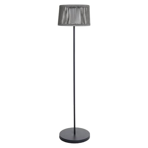 Lampadaire solaire rotin gris SOLEO pour éclairer votre terrasse