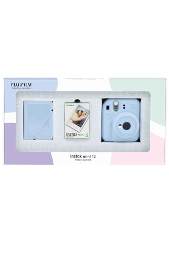 Instax mini 12 Mavi Fotoğraf Makinesi 10'lu Film ve 28'li Mini Albüm Bundle Box
