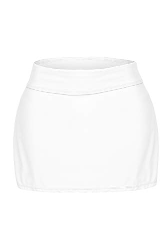 Image of REKITA Women Swim Skirt Solid Color Waistband Skort Bikini Bottom