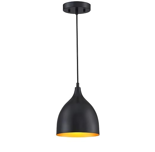 Modern Matte Black Pendant Light | Industrial Metal Hanging Ceiling Lamp | Dome Shade | Adjustable Cord | E27 Holder | Ideal for Kitchen Island, Dining Room & Cafe (1)
